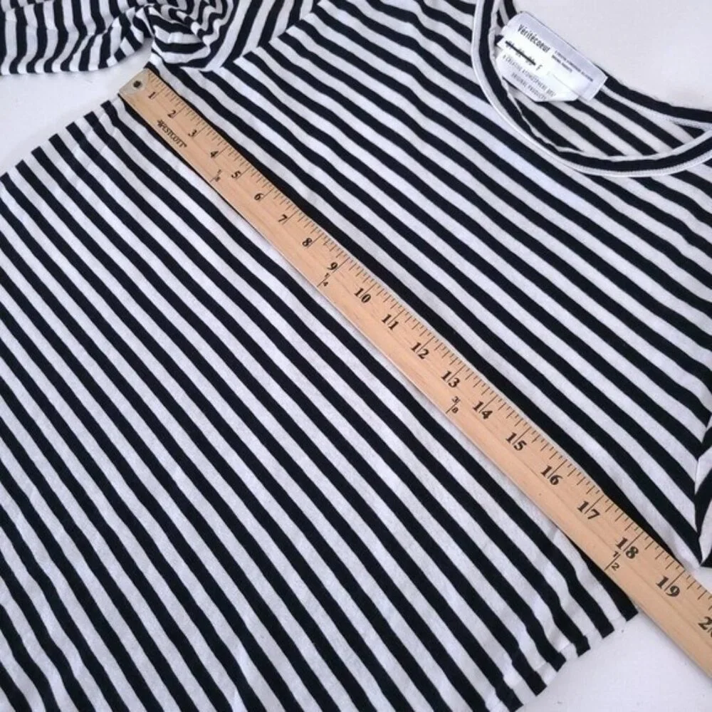 Veritecoeur Womens Black White Striped Long Sleeve Shirt - One Size
